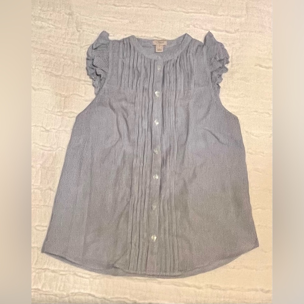 J Crew Women's Ruffled Sleeve Top - Light Blue